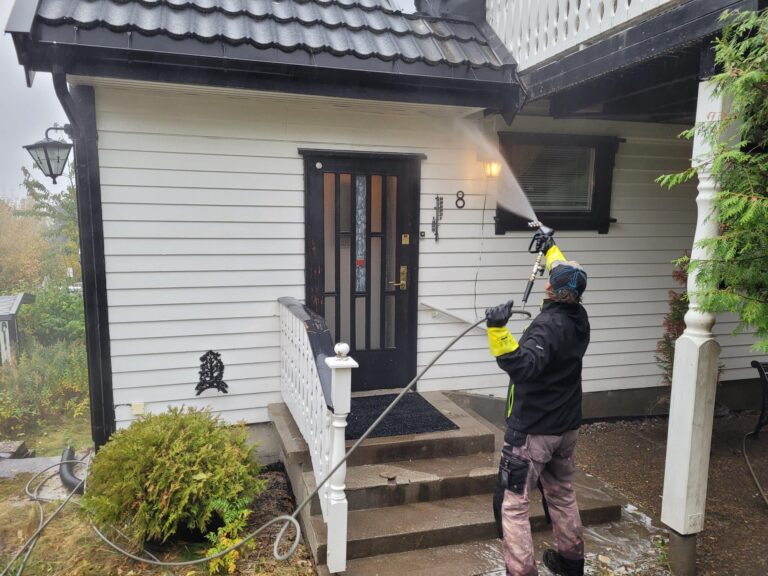 Bolig som får utført fasadevask.